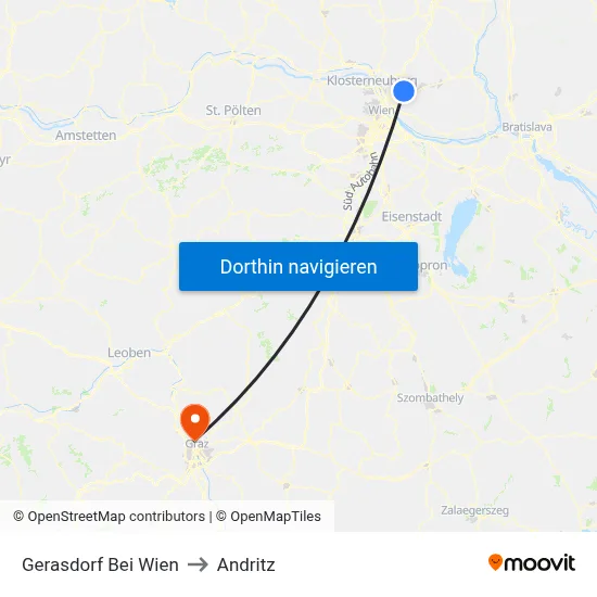Gerasdorf Bei Wien to Andritz map