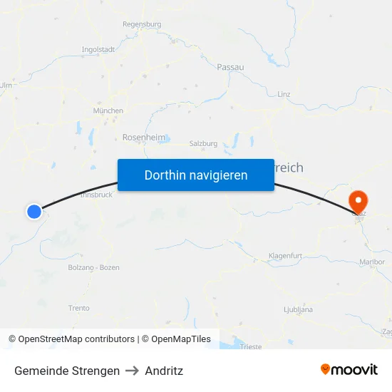 Gemeinde Strengen to Andritz map