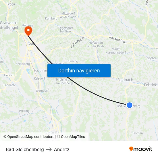 Bad Gleichenberg to Andritz map