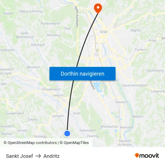 Sankt Josef to Andritz map