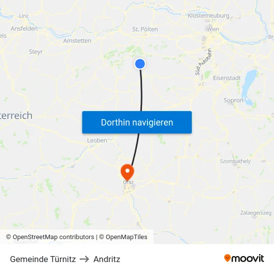 Gemeinde Türnitz to Andritz map