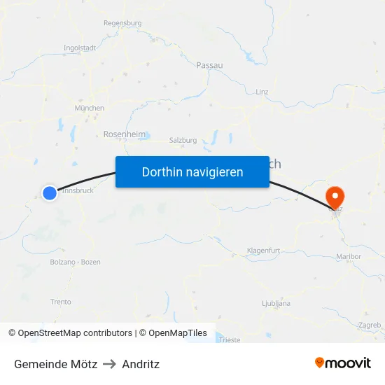 Gemeinde Mötz to Andritz map