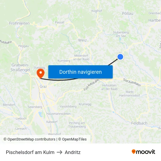 Pischelsdorf am Kulm to Andritz map