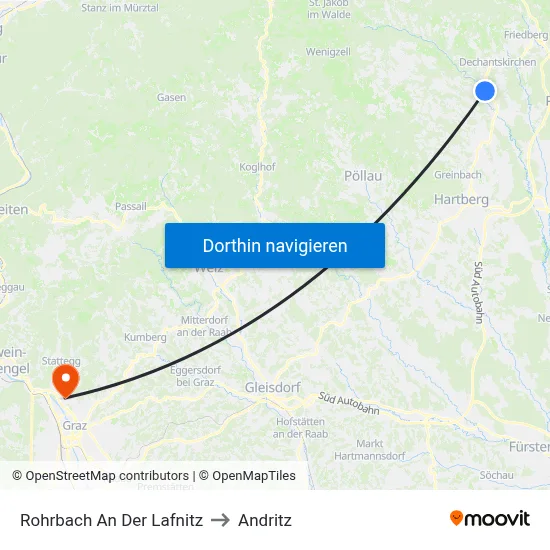 Rohrbach An Der Lafnitz to Andritz map