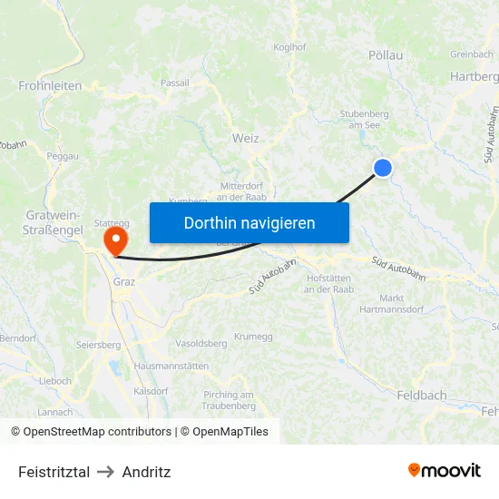 Feistritztal to Andritz map