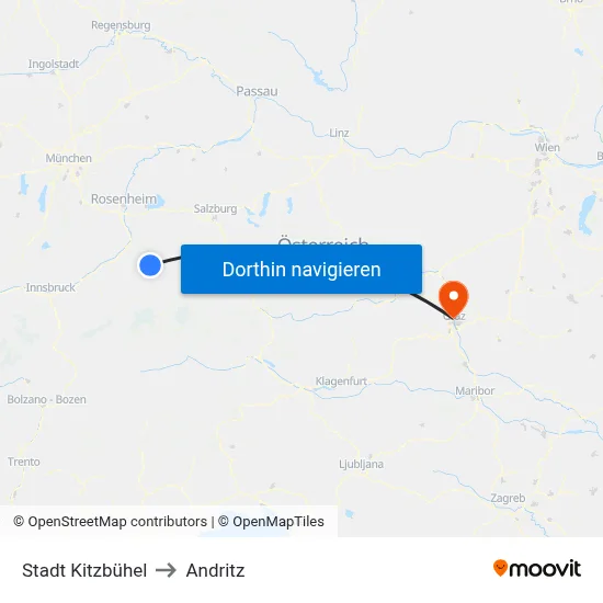 Stadt Kitzbühel to Andritz map