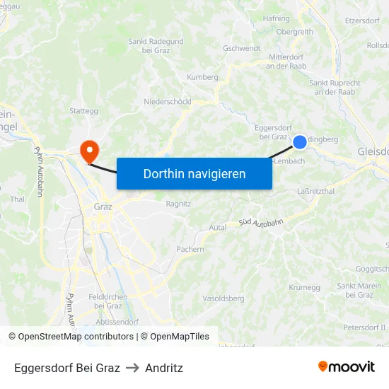 Eggersdorf Bei Graz to Andritz map