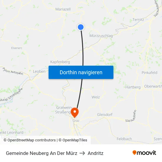 Gemeinde Neuberg An Der Mürz to Andritz map