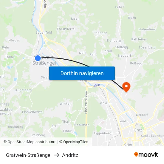 Gratwein-Straßengel to Andritz map