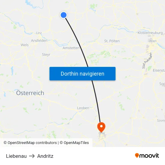 Liebenau to Andritz map