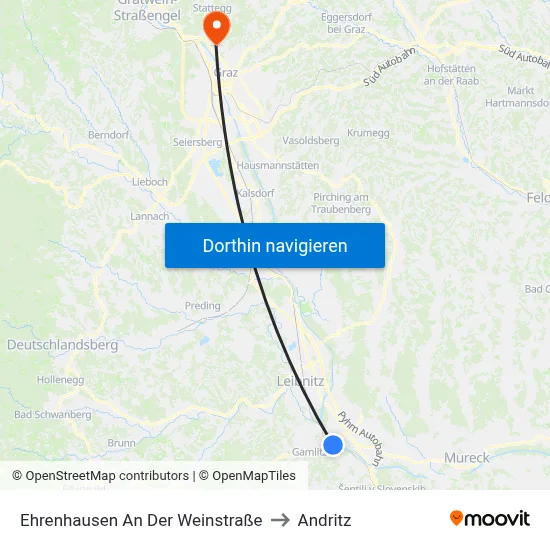 Ehrenhausen An Der Weinstraße to Andritz map