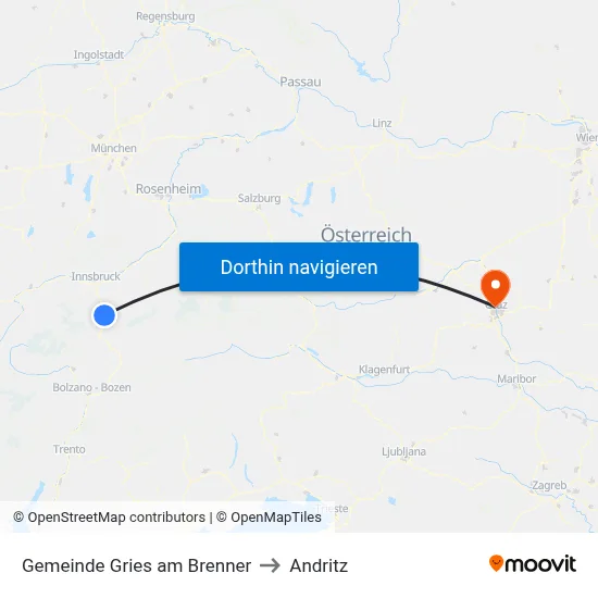 Gemeinde Gries am Brenner to Andritz map