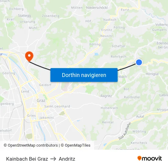 Kainbach Bei Graz to Andritz map