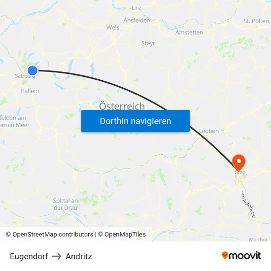 Eugendorf to Andritz map