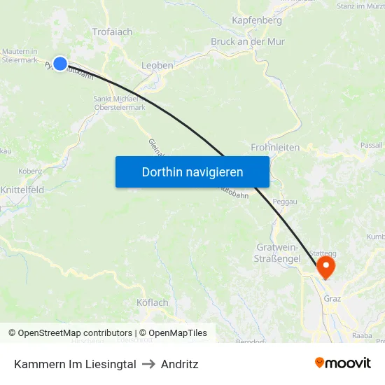 Kammern Im Liesingtal to Andritz map