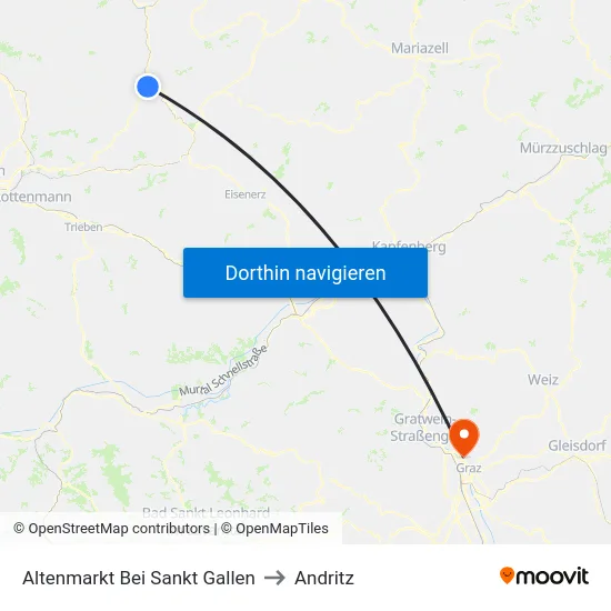 Altenmarkt Bei Sankt Gallen to Andritz map