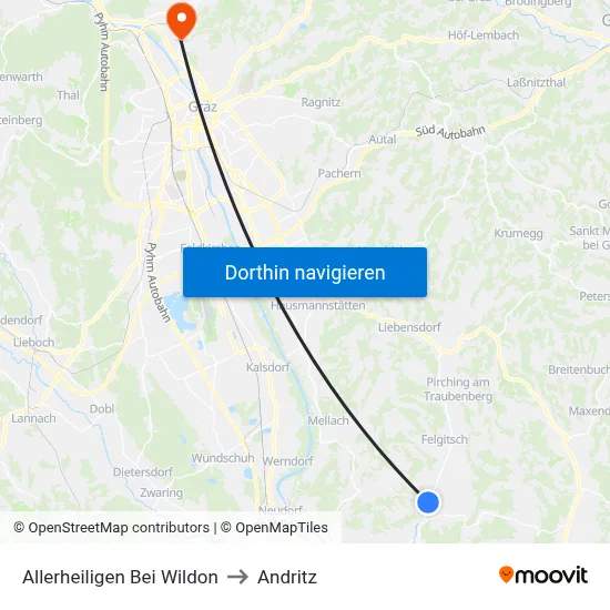 Allerheiligen Bei Wildon to Andritz map