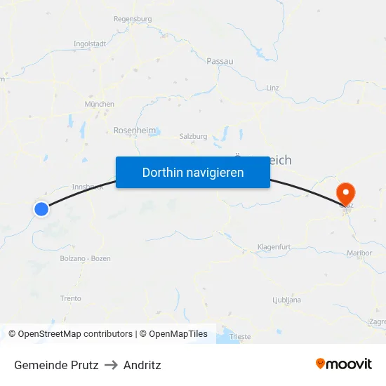 Gemeinde Prutz to Andritz map