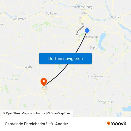 Gemeinde Ebreichsdorf to Andritz map
