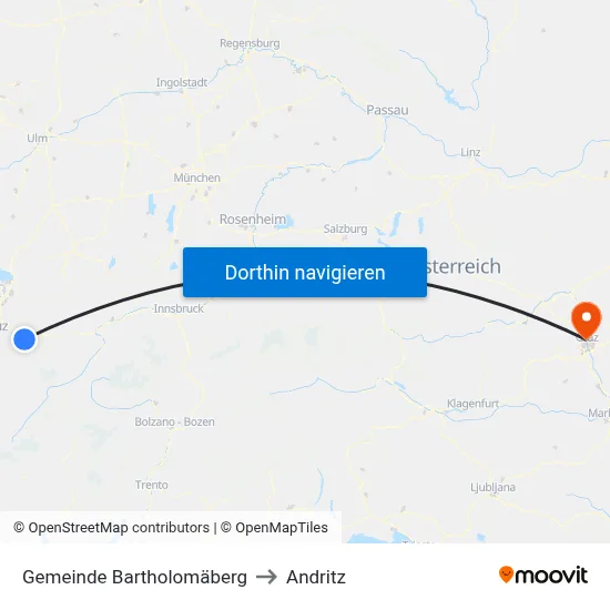 Gemeinde Bartholomäberg to Andritz map