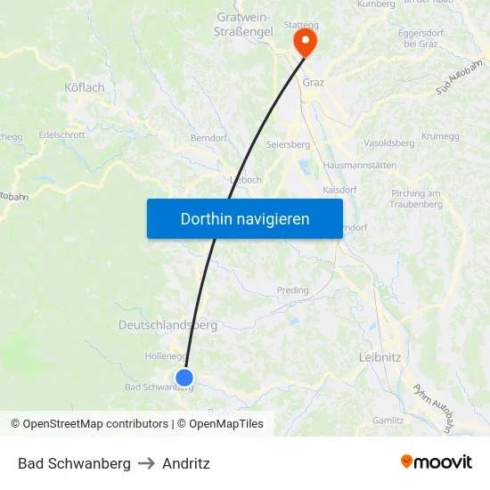 Bad Schwanberg to Andritz map