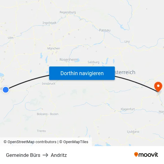 Gemeinde Bürs to Andritz map