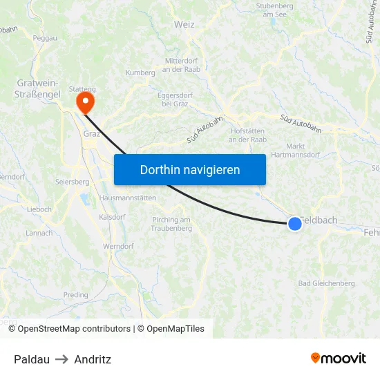 Paldau to Andritz map