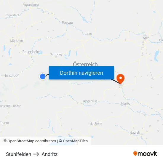 Stuhlfelden to Andritz map