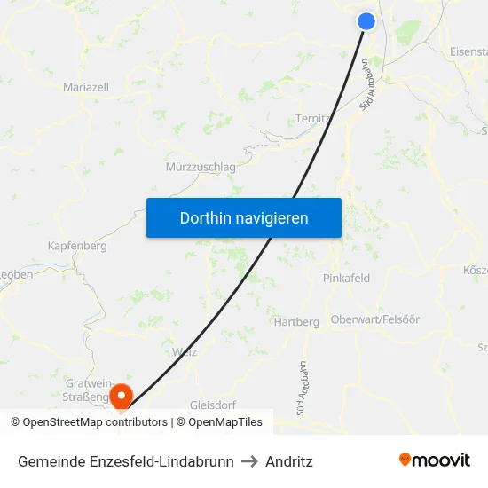 Gemeinde Enzesfeld-Lindabrunn to Andritz map