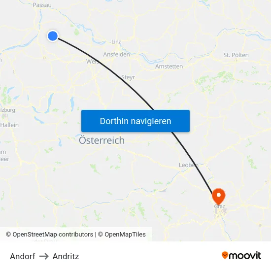 Andorf to Andritz map