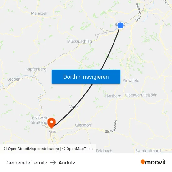 Gemeinde Ternitz to Andritz map