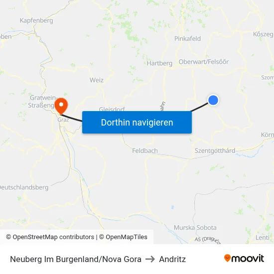 Neuberg Im Burgenland/Nova Gora to Andritz map