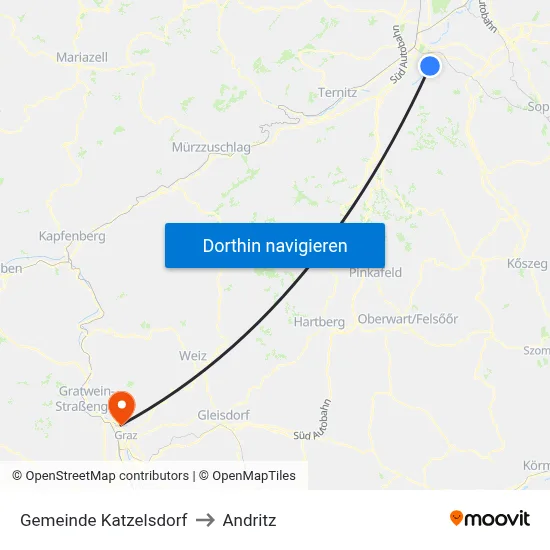 Gemeinde Katzelsdorf to Andritz map