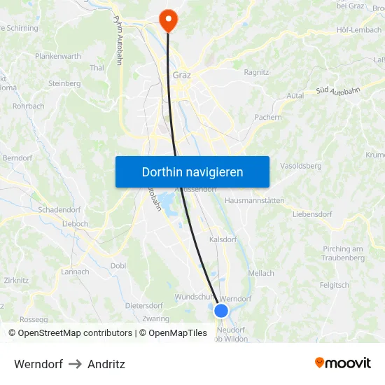 Werndorf to Andritz map