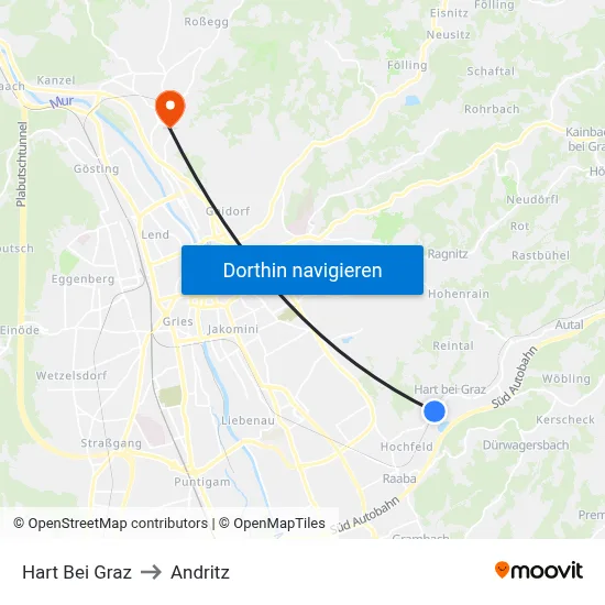 Hart Bei Graz to Andritz map