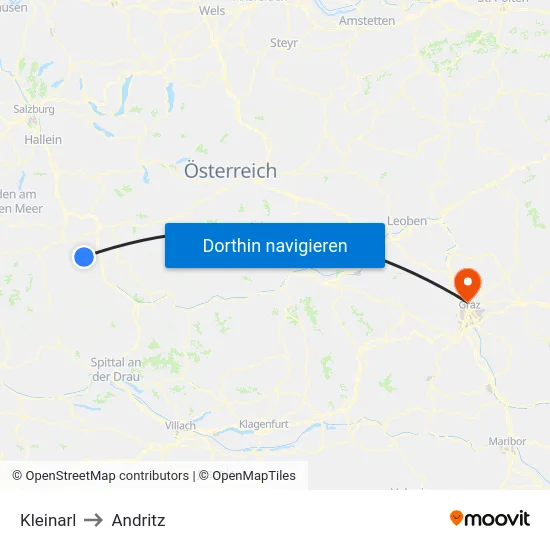 Kleinarl to Andritz map