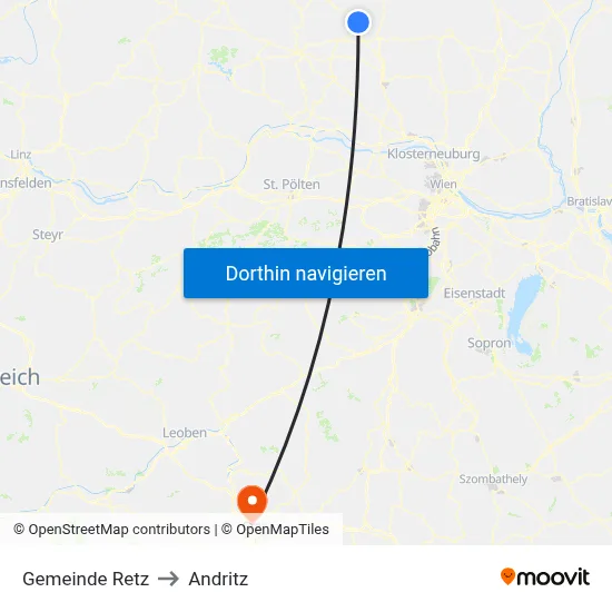 Gemeinde Retz to Andritz map