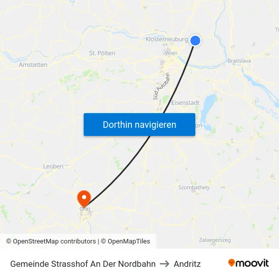 Gemeinde Strasshof An Der Nordbahn to Andritz map