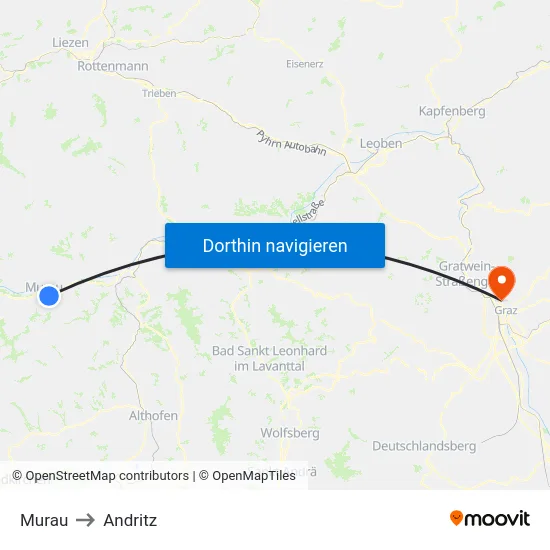 Murau to Andritz map