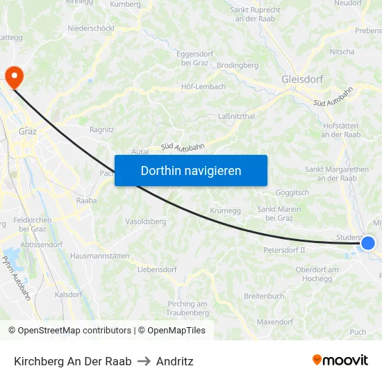 Kirchberg An Der Raab to Andritz map