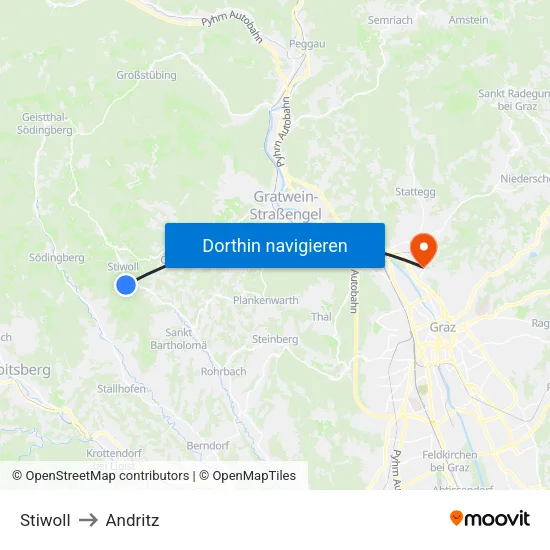 Stiwoll to Andritz map