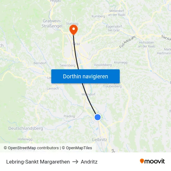 Lebring-Sankt Margarethen to Andritz map