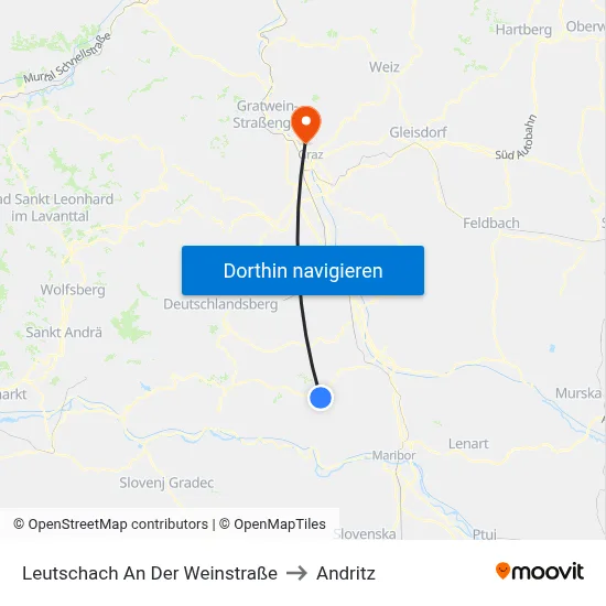 Leutschach An Der Weinstraße to Andritz map