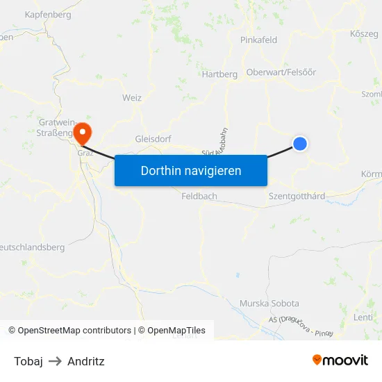 Tobaj to Andritz map