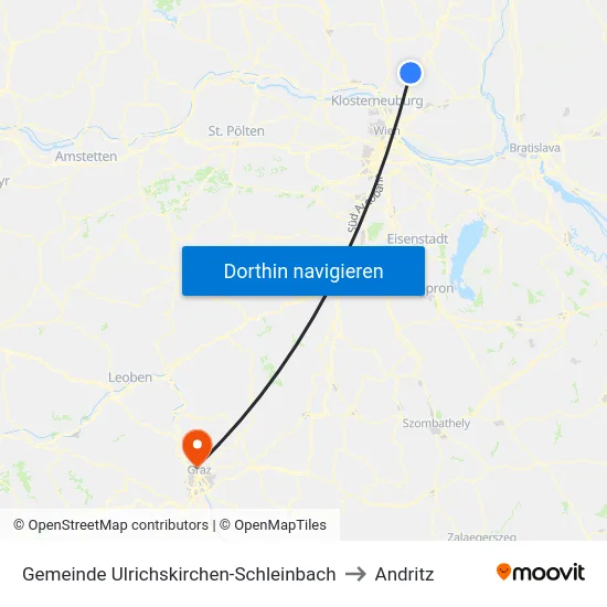 Gemeinde Ulrichskirchen-Schleinbach to Andritz map