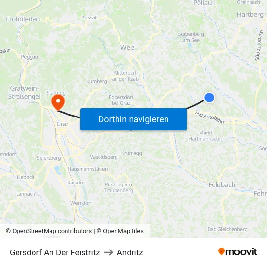 Gersdorf An Der Feistritz to Andritz map