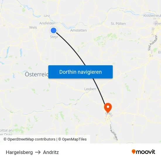 Hargelsberg to Andritz map