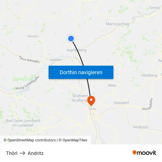 Thörl to Andritz map