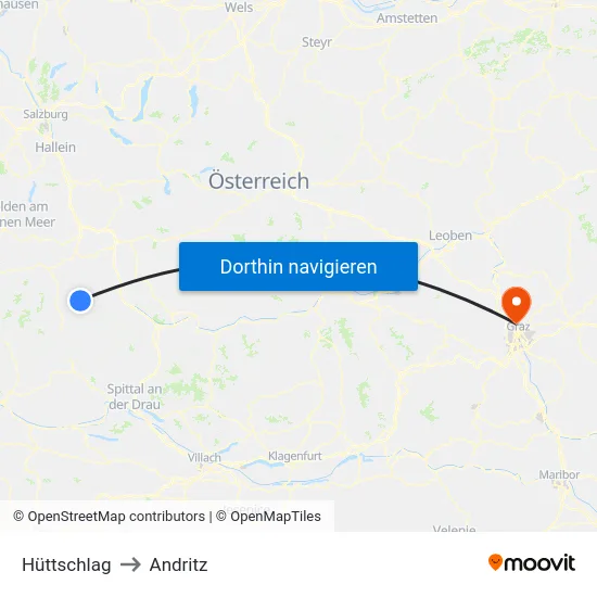 Hüttschlag to Andritz map