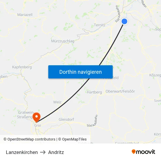 Lanzenkirchen to Andritz map